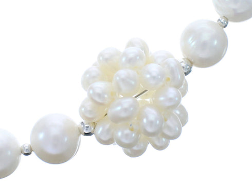 Fresh Water Pearl Sterling Silver Bead Necklace KX120898